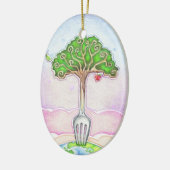 DUURZAAM VOEDSEL VOOR LEVEN KERAMISCH ORNAMENT (Links)