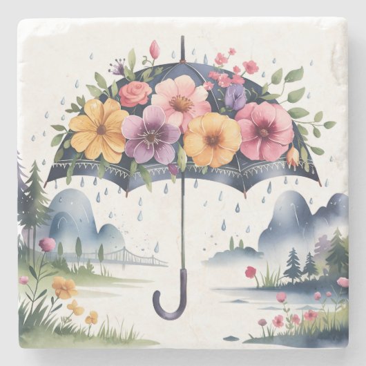 Duurzame & Decoratieve Drink Beschermer Bloemen Stenen Onderzetter (Voorkant)