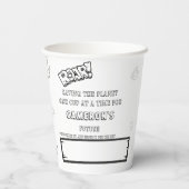 Duurzame kleuractiviteit leuke dinosaurusfeestje papieren bekers (Achterkant)