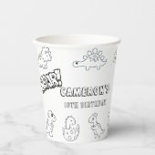 Duurzame kleuractiviteit leuke dinosaurusfeestje papieren bekers (Voorkant)