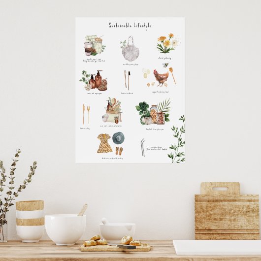 Duurzame Lifestyle Eco Guide | Geen afval Poster (Keuken)