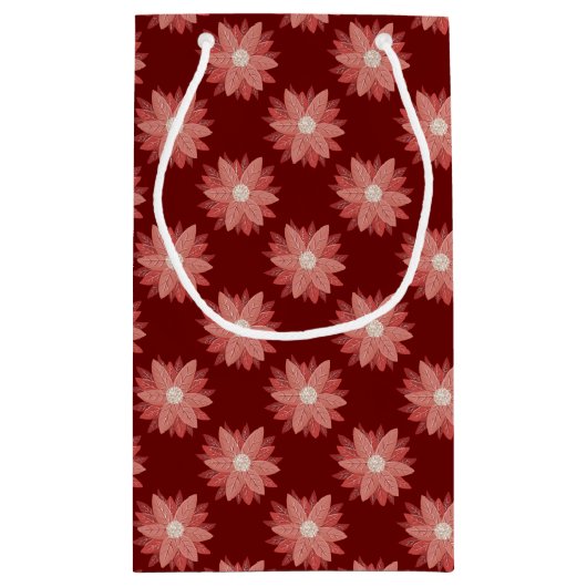 Duurzame luxe Maroon Poinsettia vakantie Klein Cadeauzakje (Achterkant)