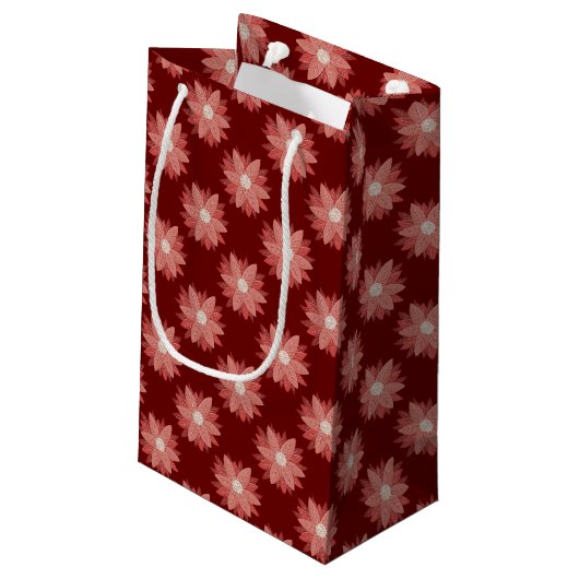 Duurzame luxe Maroon Poinsettia vakantie Klein Cadeauzakje (Achterkant Gekanteld)