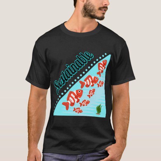 Duurzame Rode Gestreepte Visschool T-shirt (Voorkant)
