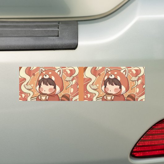 Duurzame rode panda sticker voor op de auto (Op auto)