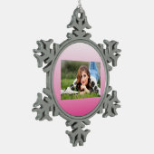 Duurzame roos-kersen die roze bloesem tin sneeuwvlok ornament (Links)