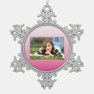 Duurzame roos-kersen die roze bloesem tin sneeuwvlok ornament