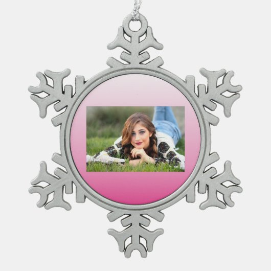 Duurzame roos-kersen die roze bloesem tin sneeuwvlok ornament (Voorkant)