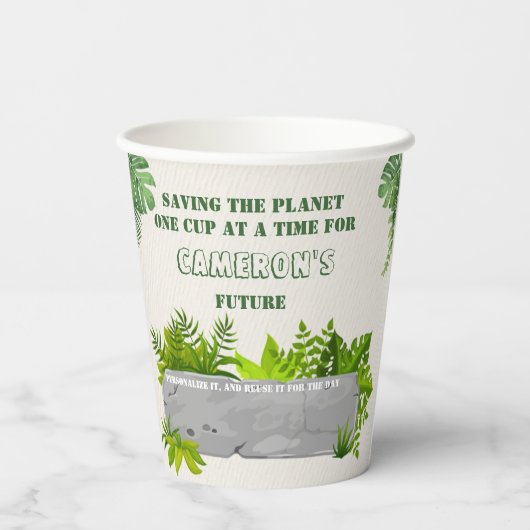 Duurzame Schattigee Kawaii Green Wild Safari Diere Papieren Bekers (Achterkant)