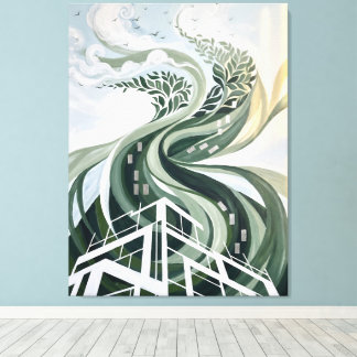 Duurzame Stads Kunst Groene Architectuur Biophilis Canvas Afdruk