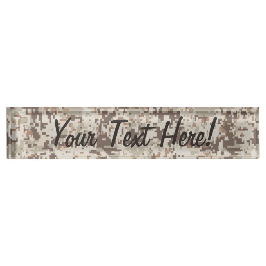 Duurzame stijl Digitale Camouflage Beige Decor Naambordje (Voorkant)