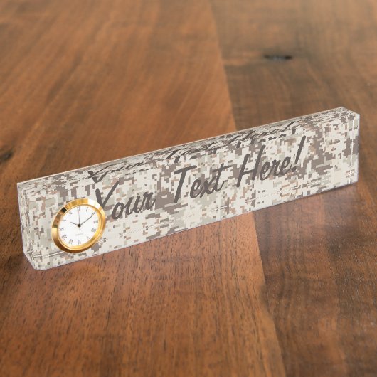 Duurzame stijl Digitale Camouflage Beige Decor Naambordje (Zijkant)