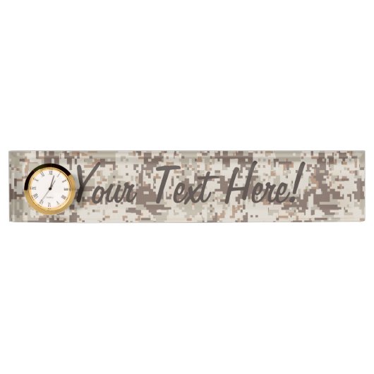 Duurzame stijl Digitale Camouflage Beige Decor Naambordje (Voorkant)