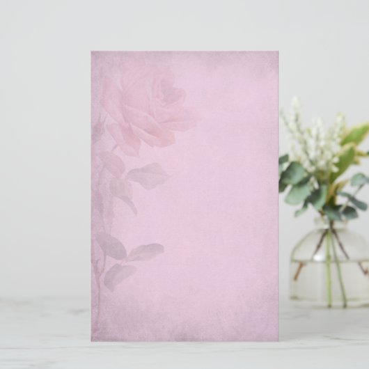  duusky roze rozenpapier briefpapier (Staand voorkant)