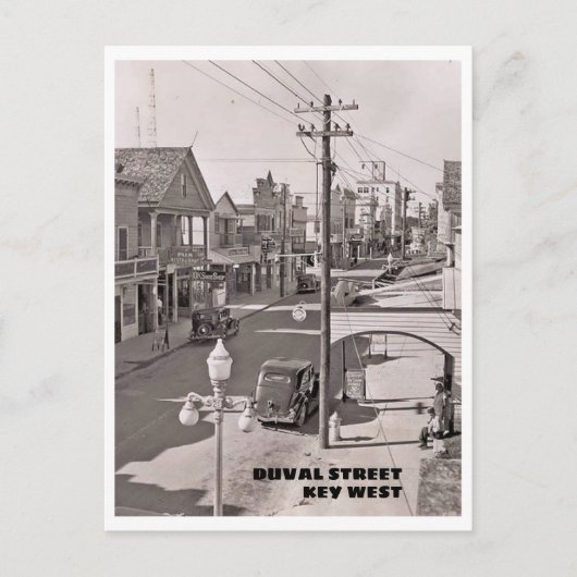 Duval Street Key West Vintage jaren 30 Briefkaart (Voorkant)