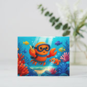 Duvikrab Exploring Kleurrijk Onderwater Koraal Wo Briefkaart (Staand voorkant)