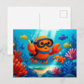 Duvikrab Exploring Kleurrijk Onderwater Koraal Wo Briefkaart (Voorkant / Achterkant)
