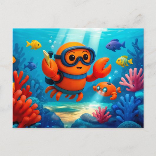 Duvikrab Exploring Kleurrijk Onderwater Koraal Wo Briefkaart (Voorkant)