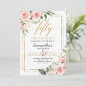 Duw bloemen zwart roze goud, vijftig en geweldig kaart (Staand voorkant)