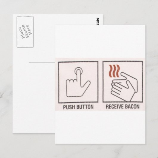 Duw Button, ontvang Bacon Briefkaart (Voorkant / Achterkant)