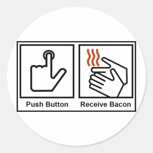 Duw Button, ontvang Bacon Ronde Sticker (Voorkant)