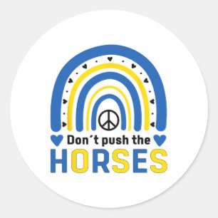 Duw de paarden niet - Grappige Meme Quote voor Sar Ronde Sticker
