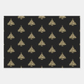 Duw gouden rode donkergroene en zwarte kerstbomen inpakpapier vel (Voorkant 3)