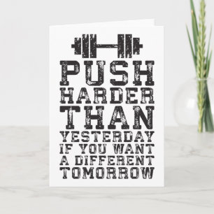 Duw harder dan gisteren - Workout Motivatie Kaart