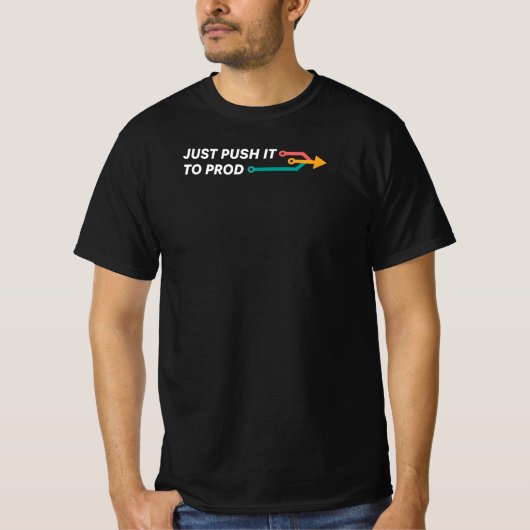 Duw het gewoon naar Prod Funny Programmer T-shirt (Voorkant)