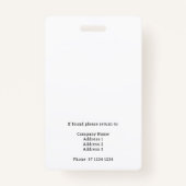 Duw identiteitskaart met Foto en QR het Badge van  (Achterkant)