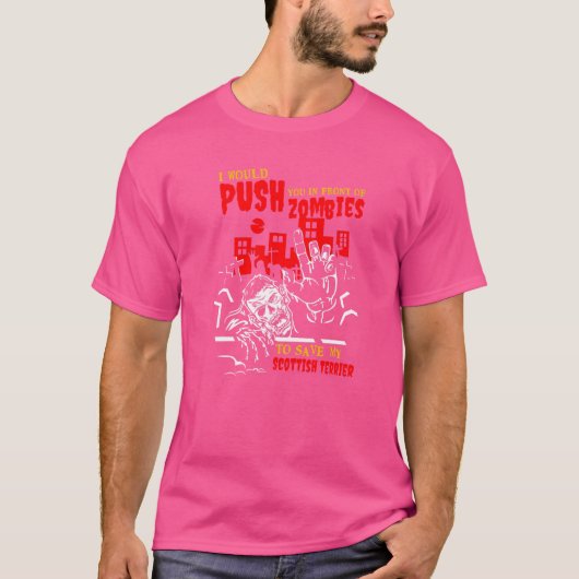 Duw je in Zombies om Scottish Terrier Funny te red T-shirt (Voorkant)