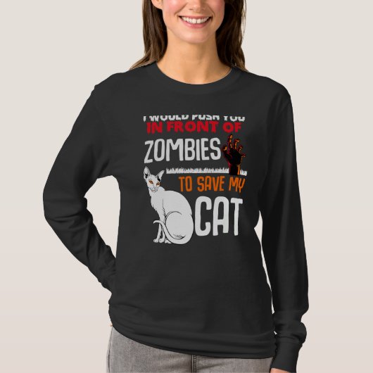 Duw je voor zombies red mijn kat huisdier t-shirt (Voorkant)