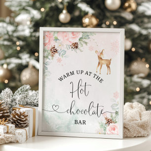 Duw kerstarm omhoog bij de warme chocoladebar poster
