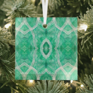 Duw Licht Groen Abstract Waterverf Kunst Glas Ornament