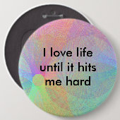 Duw mijn knopen niet!!! ronde button 6,0 cm (Voorkant /achterkant)