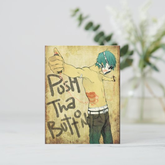 Duw op de Button Briefkaart (Staand voorkant)