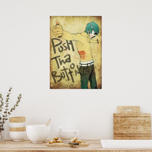 Duw op de Button Poster (Keuken)