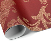 Duw rood en gouden Damask Cadeaupapier (Rol Hoek)