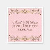 Duw roze maskers en gouden kant servetten (Voorkant)