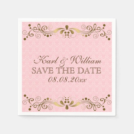 Duw roze maskers en gouden kant servetten (Voorkant)