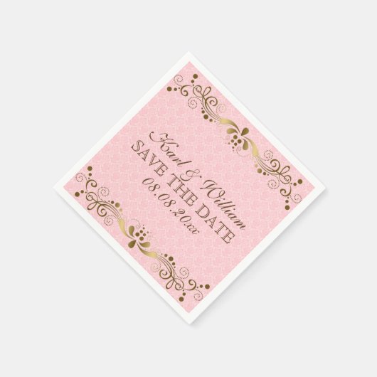 Duw roze maskers en gouden kant servetten (Hoek)