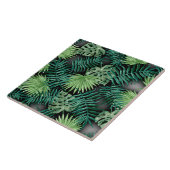Duw tropische bladeren, bosgroen,  tegeltje (Zijkant)