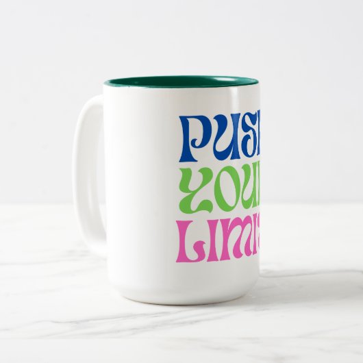 Duw uw uw grenzen tweekleurige koffiemok (Voorkant links)