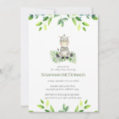 Duw Zebra | Safari Theme Greenery Baby shower Kaart (Voorkant)