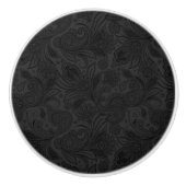 Duw zwarte flora Paisley Pattern Keramische Knop (Voorkant)