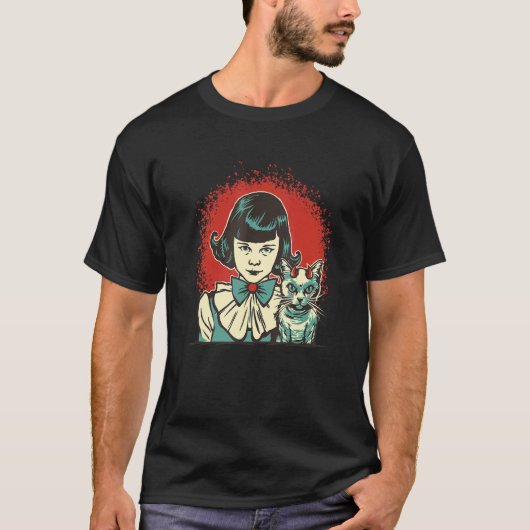 Duwelse Meisje met Duwelse Kat T-shirt (Voorkant)
