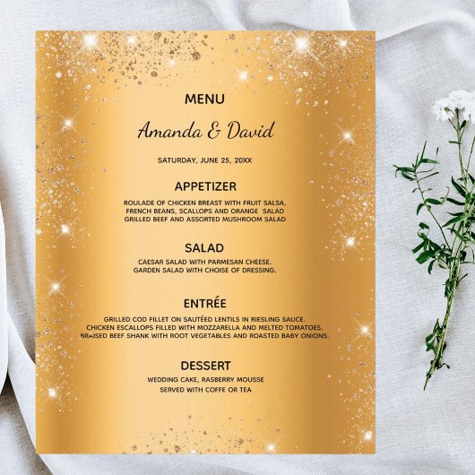 Duwmenu goud metaalglitterstof elegant