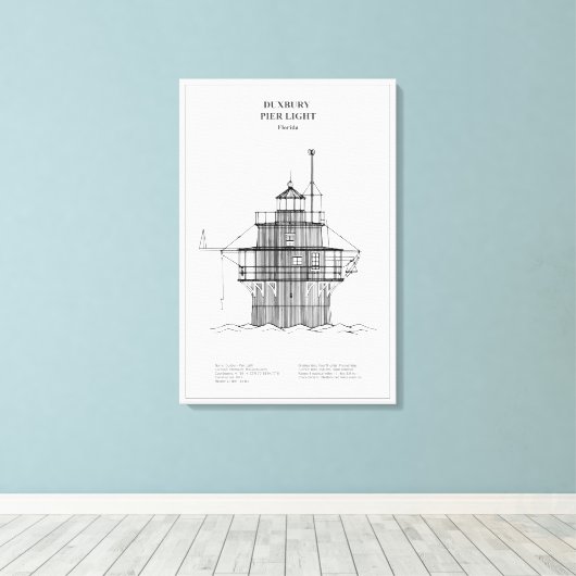 Duxbury Pier Light Lighthouse - Massachusetts -BD Canvas Afdruk (Insitu (Houten vloer))
