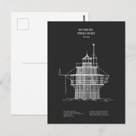 Duxbury Pier Light Lighthouse - Massachusetts – PD Briefkaart (Voorkant / Achterkant)