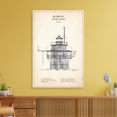 Duxbury Pier Light Lighthouse - Massachusetts -SBD Canvas Afdruk (Insitu (Woonkamer))